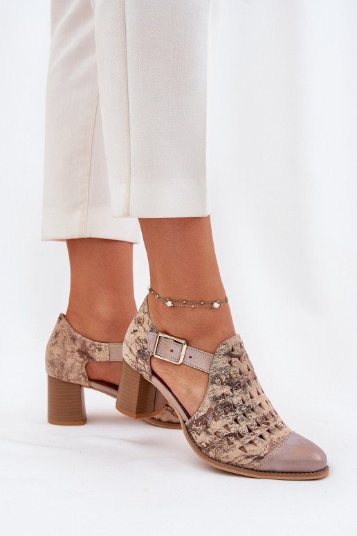 Ažurová obuv  04962-43 béžové-zlaté barvy   Ažurová obuv  04962-43 béžové-zlaté barvy