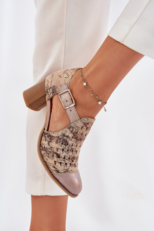 Ažurová obuv  04962-43 béžové-zlaté barvy   Ažurová obuv  04962-43 béžové-zlaté barvy