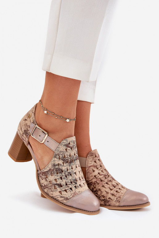 Ažurová obuv  04962-43 béžové-zlaté barvy   Ažurová obuv  04962-43 béžové-zlaté barvy