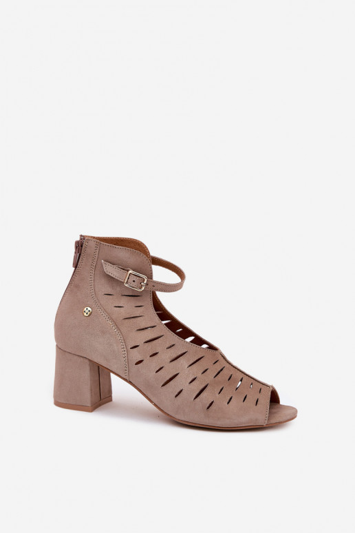 ze semiše Dámské podpatky  06893-10 béžové ze semiše Dámské podpatky  06893-10 béžové