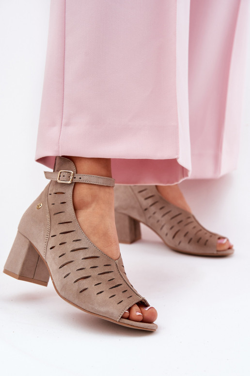 ze semiše Dámské podpatky  06893-10 béžové ze semiše Dámské podpatky  06893-10 béžové