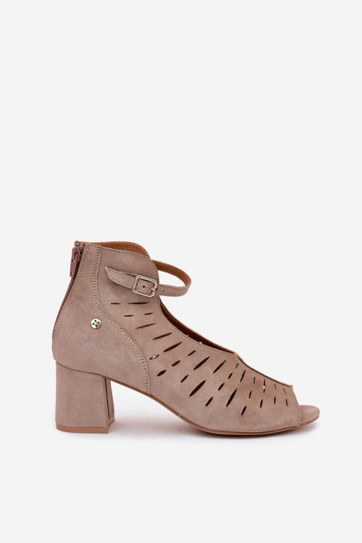 ze semiše Dámské podpatky  06893-10 béžové ze semiše Dámské podpatky  06893-10 béžové