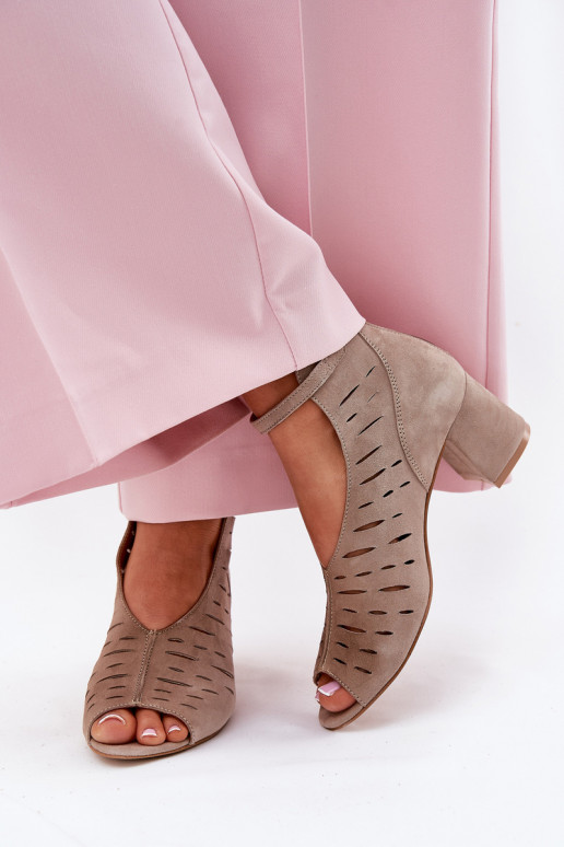 ze semiše Dámské podpatky  06893-10 béžové ze semiše Dámské podpatky  06893-10 béžové