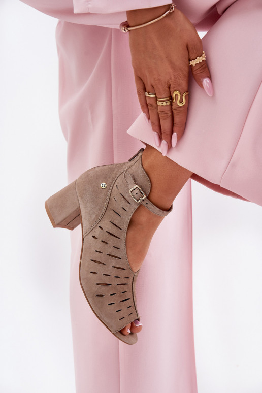 ze semiše Dámské podpatky  06893-10 béžové ze semiše Dámské podpatky  06893-10 béžové