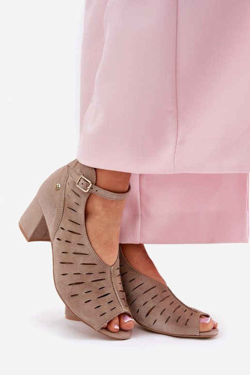 ze semiše Dámské podpatky  06893-10 béžové ze semiše Dámské podpatky  06893-10 béžové