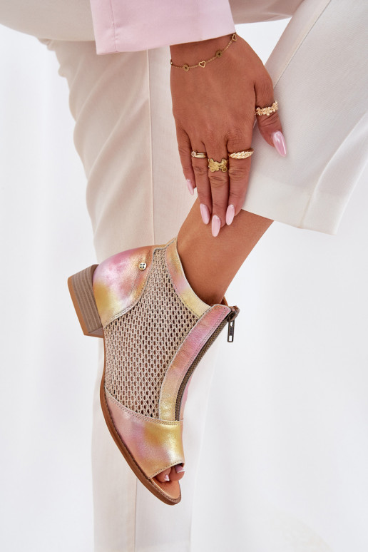 Dřeváky  s širokými podpatky Z Odkrytymi Palcami  06413-15 růžová-v oranžové barvě Dřeváky  s širokými podpatky Z Odkrytymi Palcami  06413-15 růžová-v oranžové barvě