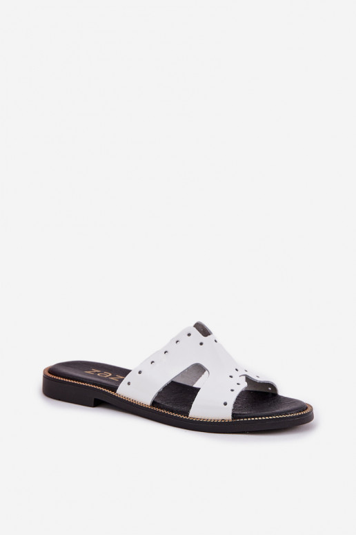 Zazoo 40326 s efektem laku  Pantofle  bílé