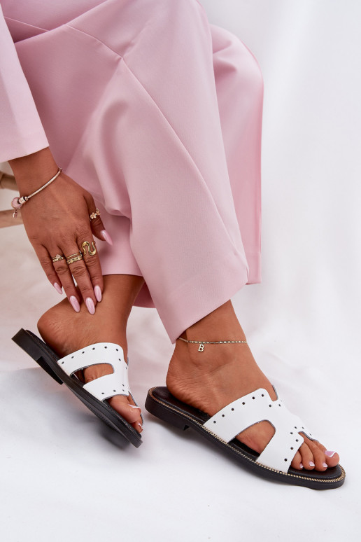 Zazoo 40326 s efektem laku  Pantofle  bílé