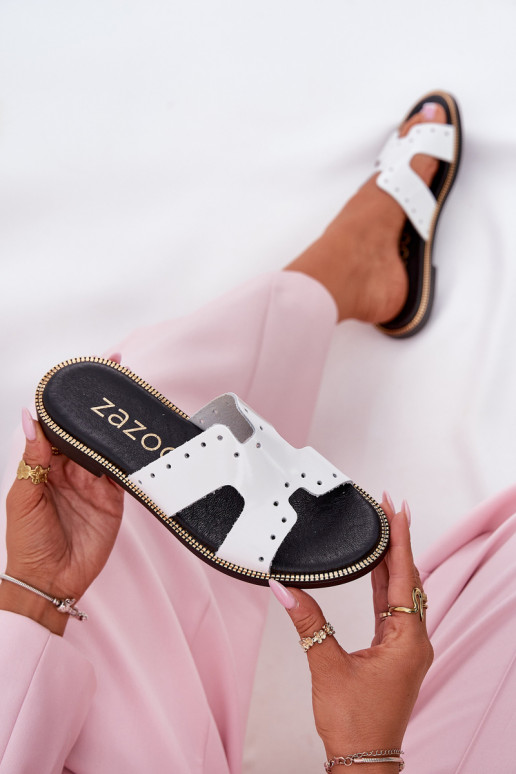 Zazoo 40326 s efektem laku  Pantofle  bílé