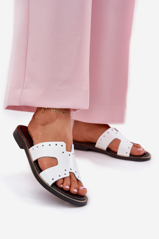 Zazoo 40326 s efektem laku  Pantofle  bílé