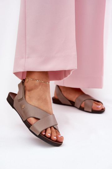 Dámské sandály se samolepicími uzávěry Zazoo 40141 béžové