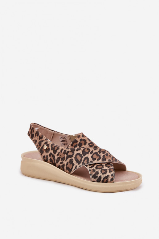 Zazoo 40392 Dámské sandály  se vzory leopardí kožešiny hnědá Zazoo 40392 Dámské sandály  se vzory leopardí kožešiny hnědá