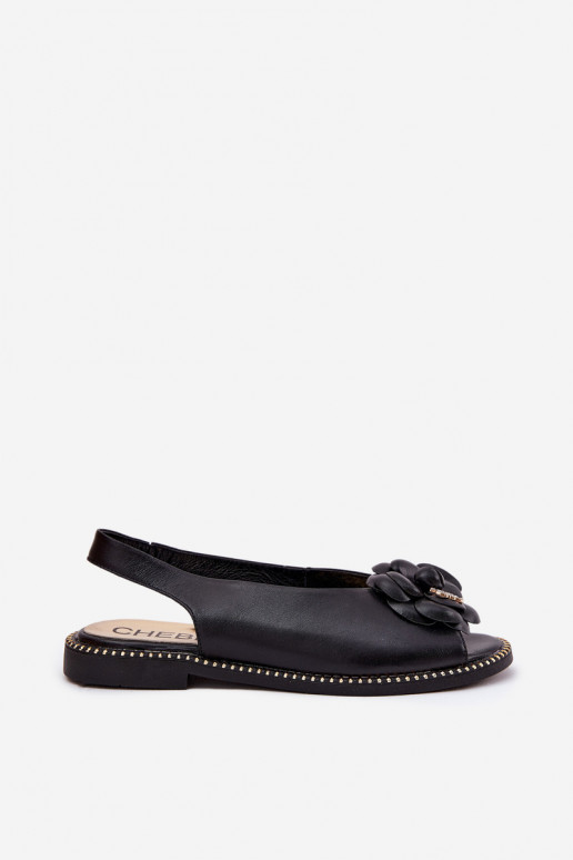 Ploché sandály s ornamenty CheBello 4642 Černé  Ploché sandály s ornamenty CheBello 4642 Černé