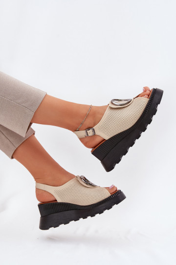 Dámské sandály   s ornamenty Artiker 56C0111 béžové