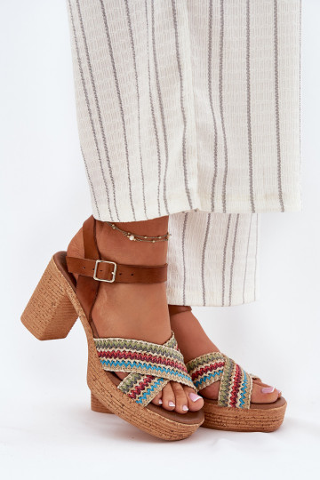 Dámské sandály na podpatku  kach Zazoo 40460 hnědá