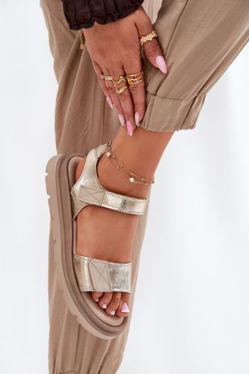 Dámské sandály  s platformou Zazoo 40443 zlaté barvy