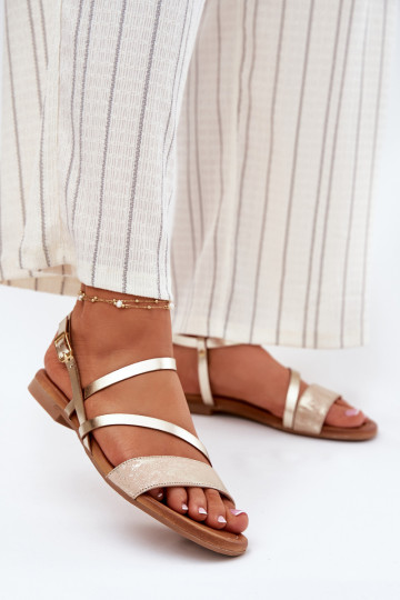 Dámské sandály  s širokými podpatky  06966-25 zlaté barvy 2