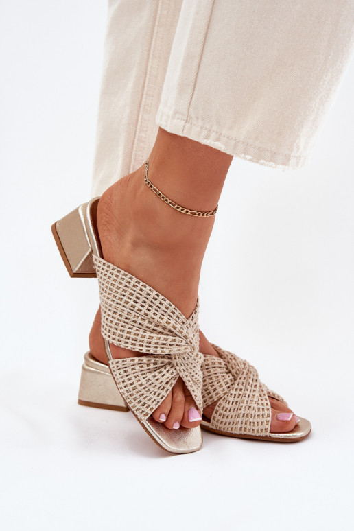 Dámské pantofle   06955-25 béžové-zlaté barvy