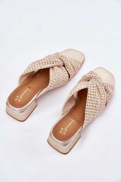 Dámské pantofle   06955-25 béžové-zlaté barvy