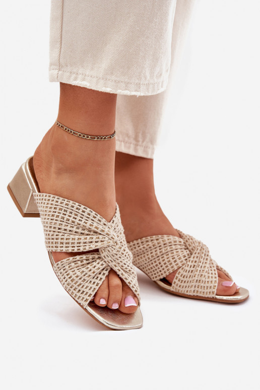 Dámské pantofle   06955-25 béžové-zlaté barvy