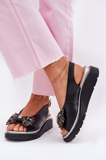 Dámské sandály   se stuhami Zazoo 1882 Černé