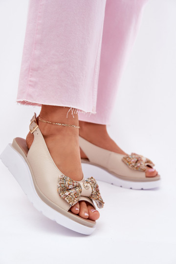 Dámské sandály   se stuhami Zazoo 1882 béžové