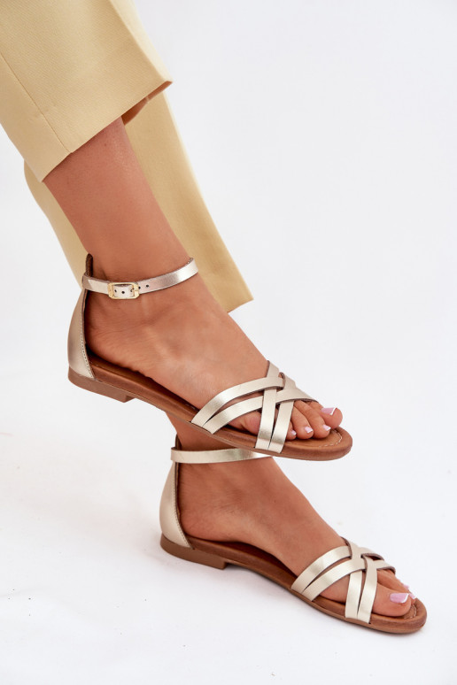 Dámské sandály  s širokými podpatky  07029-25 zlaté barvy Dámské sandály  s širokými podpatky  07029-25 zlaté barvy