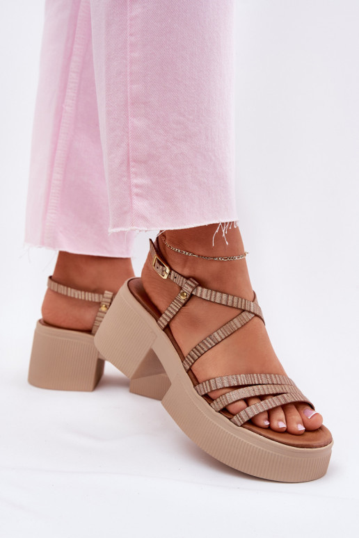 Dámské sandály   06990-25 zlaté barvy Dámské sandály   06990-25 zlaté barvy