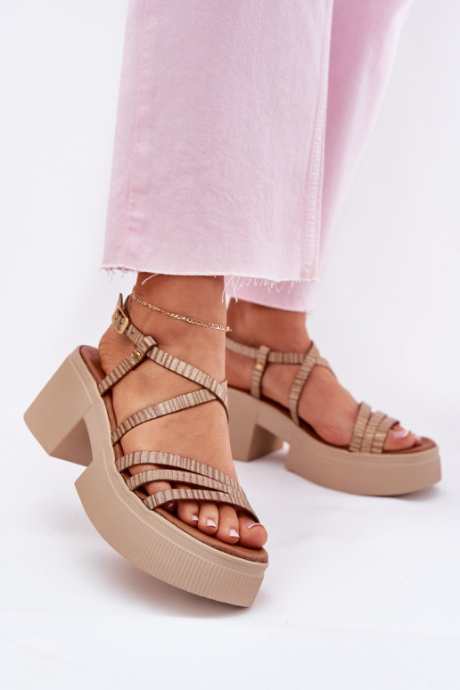 Dámské sandály   06990-25 zlaté barvy Dámské sandály   06990-25 zlaté barvy