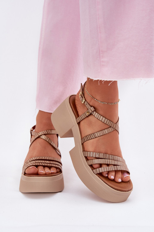 Dámské sandály   06990-25 zlaté barvy Dámské sandály   06990-25 zlaté barvy