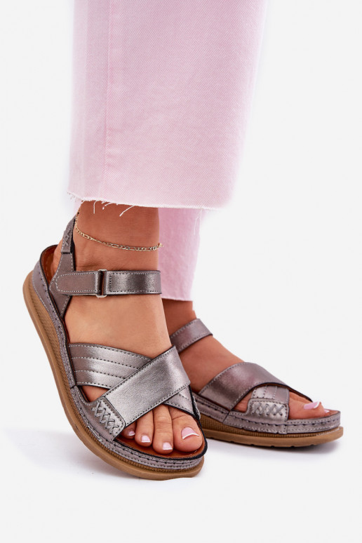 Dámské sandály  s platformou  L7064-35 šedá Dámské sandály  s platformou  L7064-35 šedá