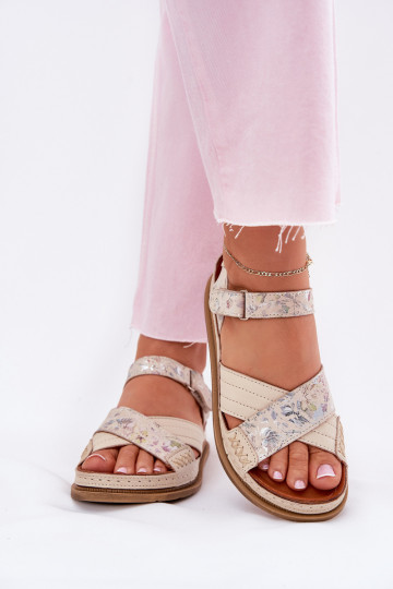 Dámské sandály  s platformou  L7064-37 slonová kost