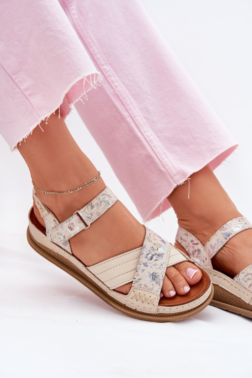 Dámské sandály  s platformou  L7064-37 slonová kost Dámské sandály  s platformou  L7064-37 slonová kost