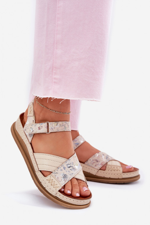 Dámské sandály  s platformou  L7064-37 slonová kost Dámské sandály  s platformou  L7064-37 slonová kost