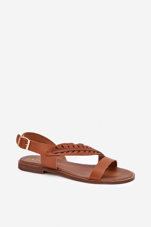 Dámské sandály Z Naturalnej Skóry s širokými podpatky Zazoo 3564 Camel Dámské sandály Z Naturalnej Skóry s širokými podpatky Zazoo 3564 Camel