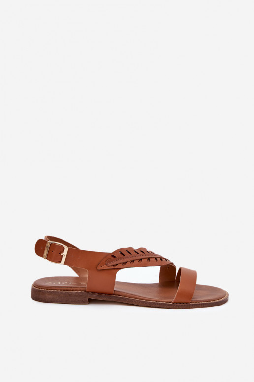 Dámské sandály Z Naturalnej Skóry s širokými podpatky Zazoo 3564 Camel Dámské sandály Z Naturalnej Skóry s širokými podpatky Zazoo 3564 Camel