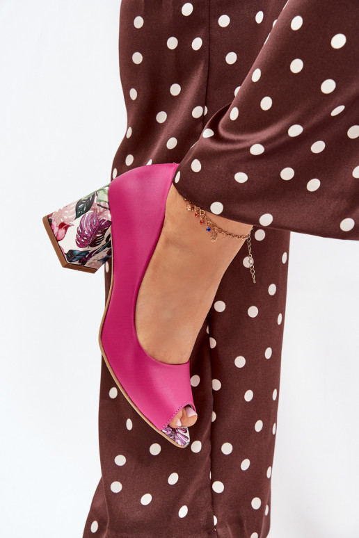 Obuv se zdobenými podpatky  Shoes 2608/K růžová  Obuv se zdobenými podpatky  Shoes 2608/K růžová