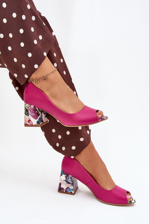 Obuv se zdobenými podpatky  Shoes 2608/K růžová  Obuv se zdobenými podpatky  Shoes 2608/K růžová