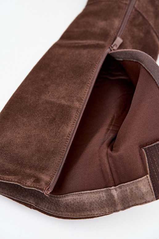 ze semiše dlouhé boty s podpatky  Czekoladowe Lissara