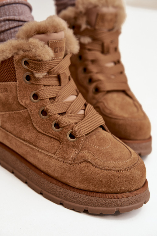 ze semiše Sněhule boty  s platformou s kožešinou Big Star SS274370 Camel ze semiše Sněhule boty  s platformou s kožešinou Big Star SS274370 Camel