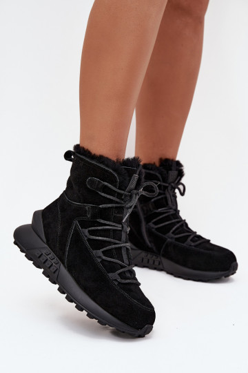 ze semiše Sněhule  s kožešinou Big Star SS274319 Černé 2