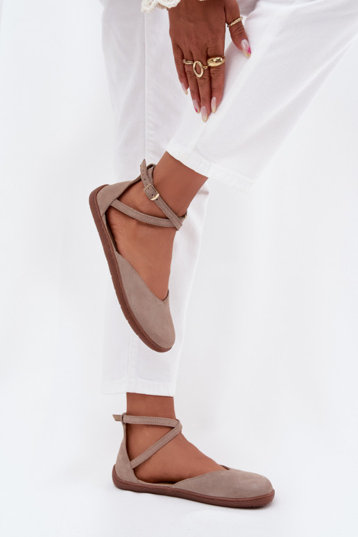 Semišové baleríny  Barefoot s pruhy Zazoo 191 šedá Semišové baleríny  Barefoot s pruhy Zazoo 191 šedá