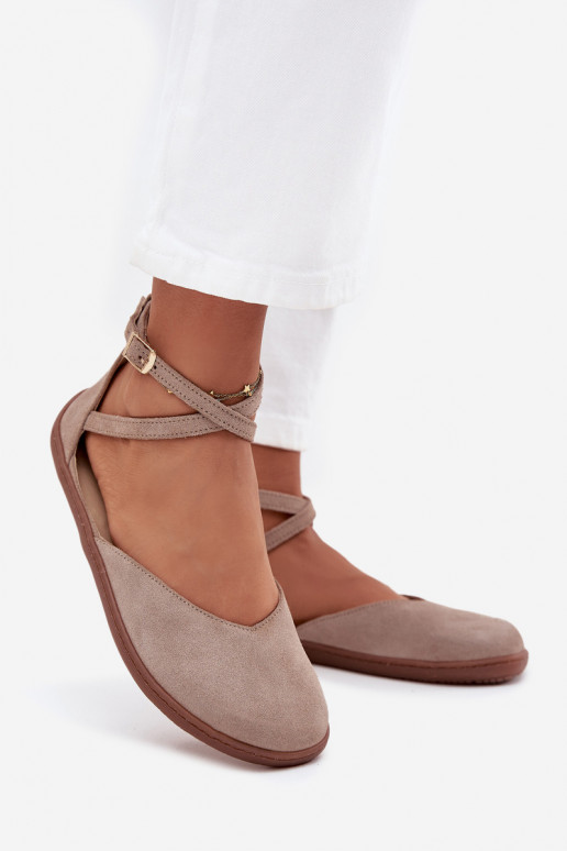 Semišové baleríny  Barefoot s pruhy Zazoo 191 šedá Semišové baleríny  Barefoot s pruhy Zazoo 191 šedá