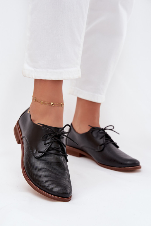boty  Elegantní styl se šněrováním Zazoo 4238 Černé  boty  Elegantní styl se šněrováním Zazoo 4238 Černé