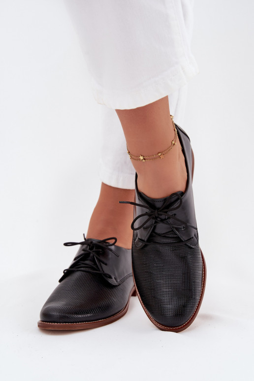 boty  Elegantní styl se šněrováním Zazoo 4238 Černé  boty  Elegantní styl se šněrováním Zazoo 4238 Černé