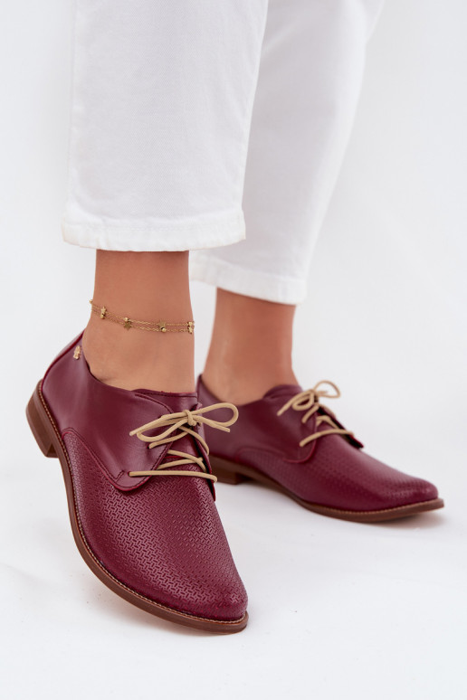 boty  Elegantní styl se šněrováním Zazoo 4238 vínová  boty  Elegantní styl se šněrováním Zazoo 4238 vínová