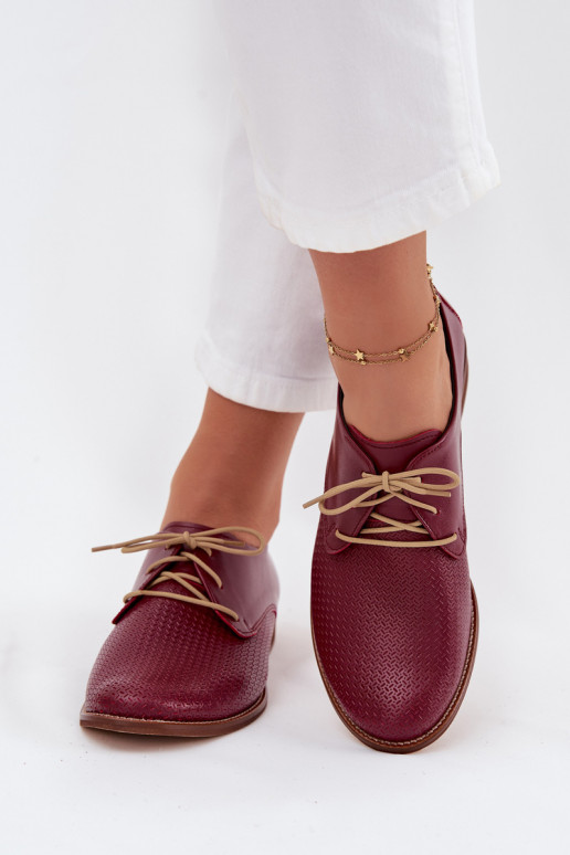 boty  Elegantní styl se šněrováním Zazoo 4238 vínová  boty  Elegantní styl se šněrováním Zazoo 4238 vínová