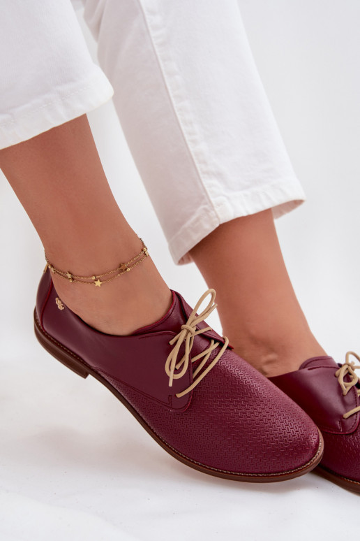 boty  Elegantní styl se šněrováním Zazoo 4238 vínová  boty  Elegantní styl se šněrováním Zazoo 4238 vínová