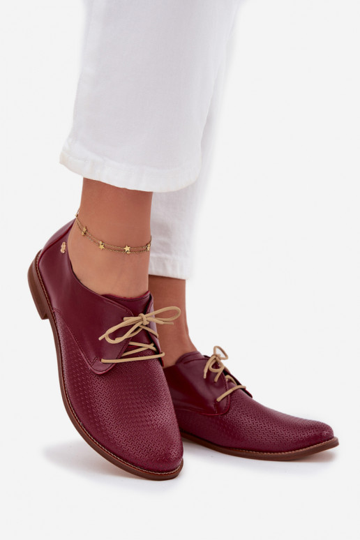 boty  Elegantní styl se šněrováním Zazoo 4238 vínová  boty  Elegantní styl se šněrováním Zazoo 4238 vínová