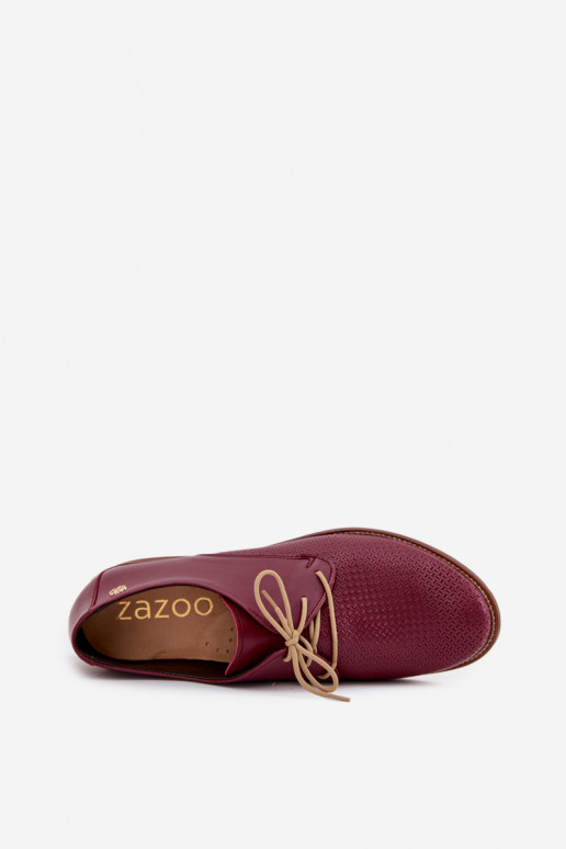 boty  Elegantní styl se šněrováním Zazoo 4238 vínová  boty  Elegantní styl se šněrováním Zazoo 4238 vínová
